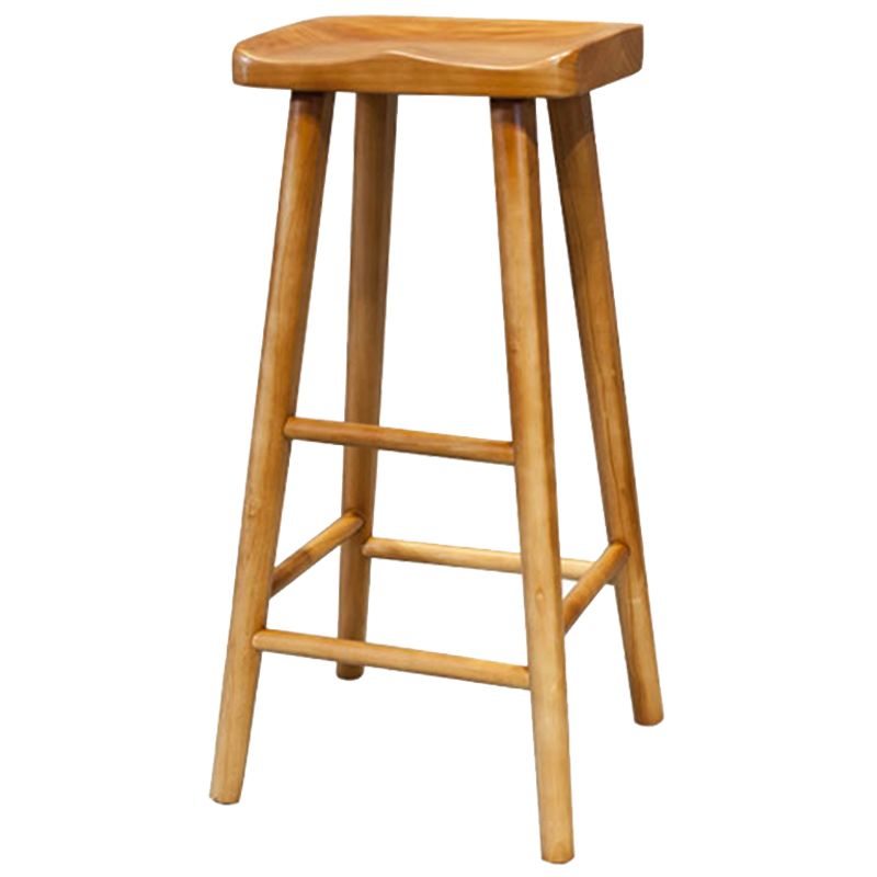Contemporary Solid Wood Dining Stool Backless Bar Stool with Footrest