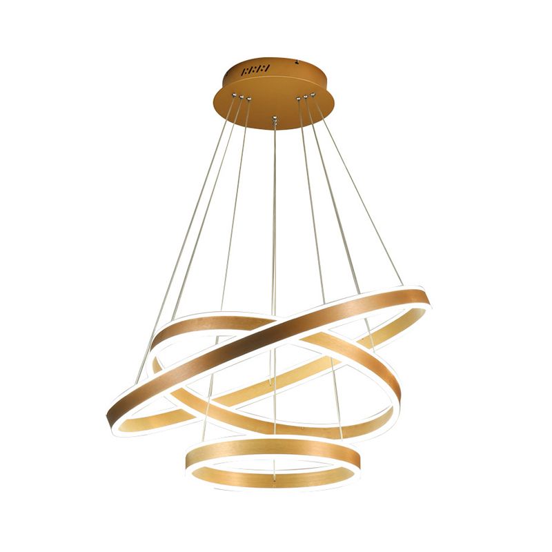 Lampada per appennata a led minimalista Black/Gold/Coffee 3 Circle a livello lampadario con ombra acrilica
