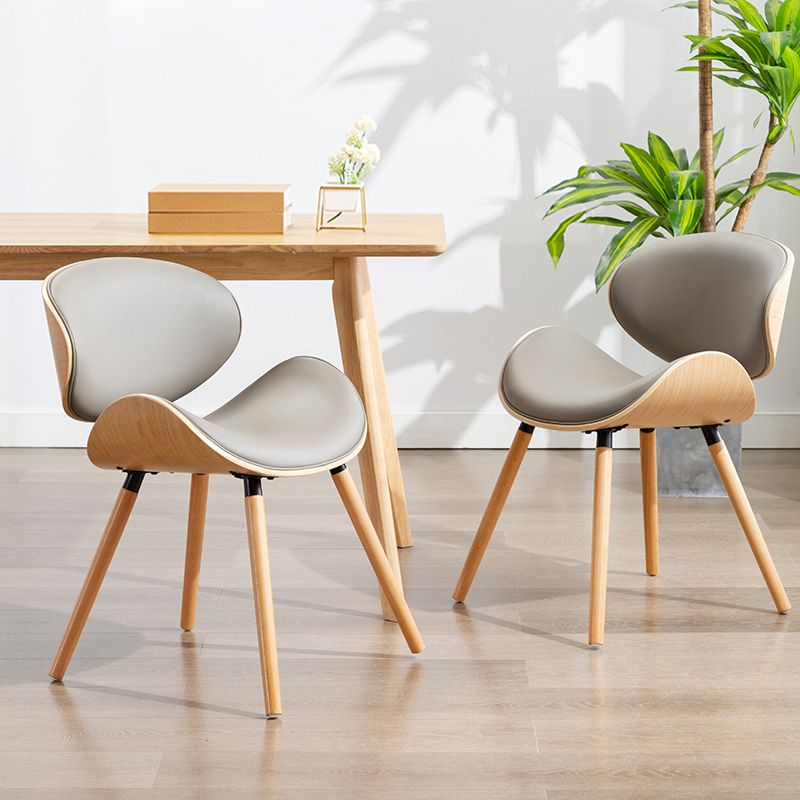 Contemporary Style Leather Dining Chair Open Back Dining Side Chair for Kitchen