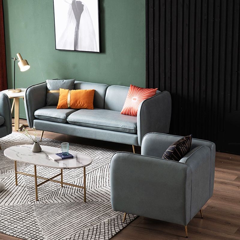 Modern Standard Faux Leather Sofa 3 Seater Square Arm Sofa for Living Room