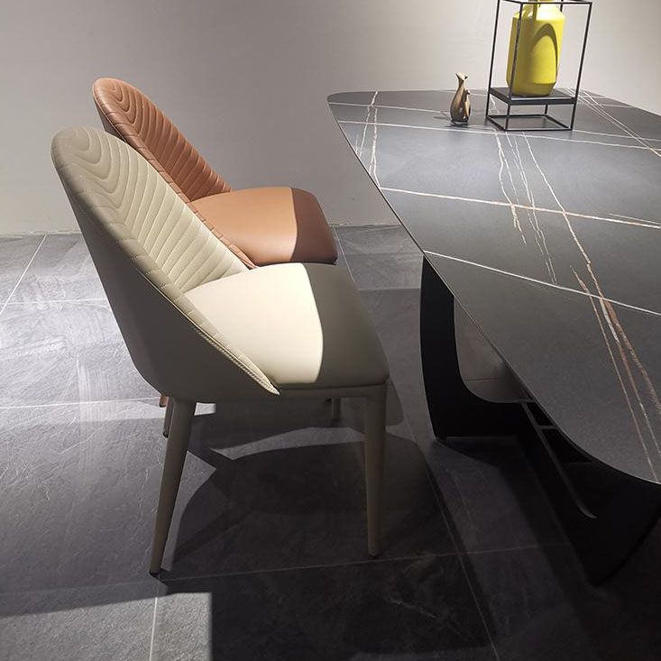 Leather Parsons Chair Modern Furniture in Matte Finish for Indoor