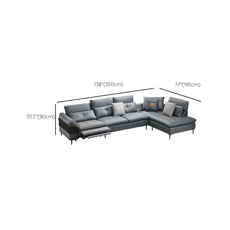 76" Wide Industrial Sectional Sofa Leather Sleeper Sectional