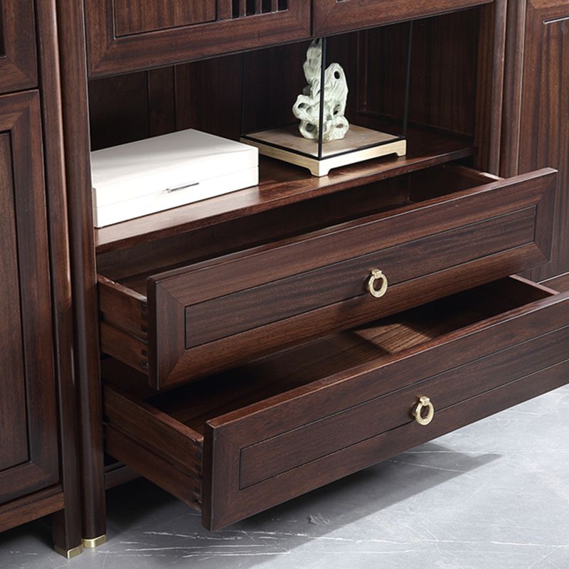 Closed Back Wood Bookshelf Contemporary Bookcase with Cabinets