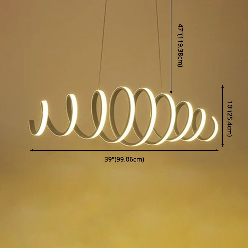 Twisting Hanging Light Fixture Modern Style Acrylic Dinning Room LED Pendant Light Fixture in White