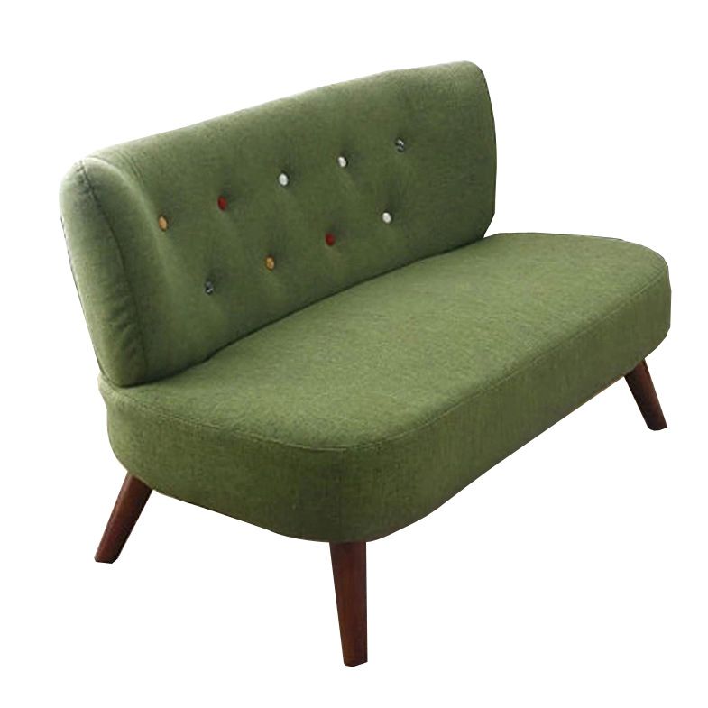 Contemporary Cotton Armless Sofa with Tufted Back and Solid Wood Legs