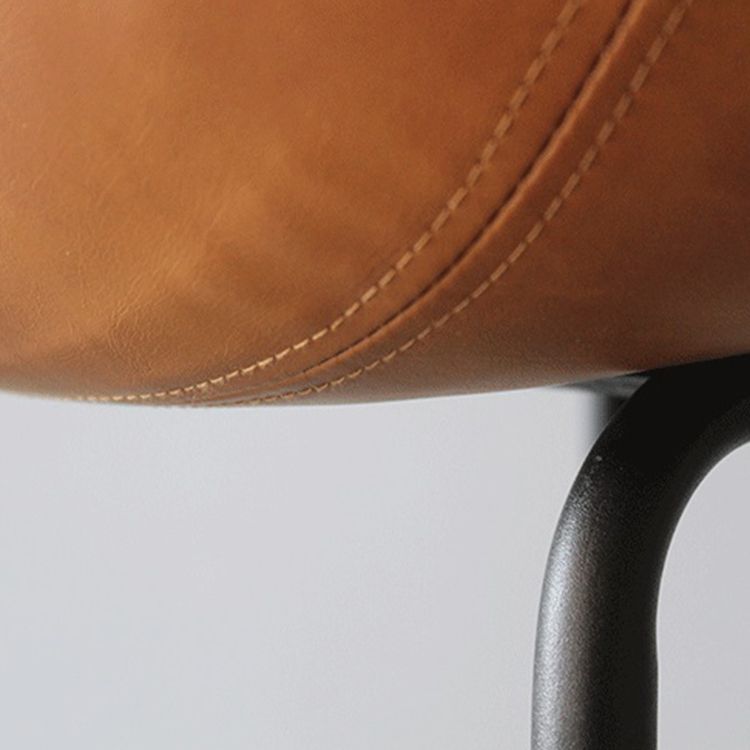 Industrial Leather Distressed Quilted Barstool Indoor Tall Stool with Bucket Seat