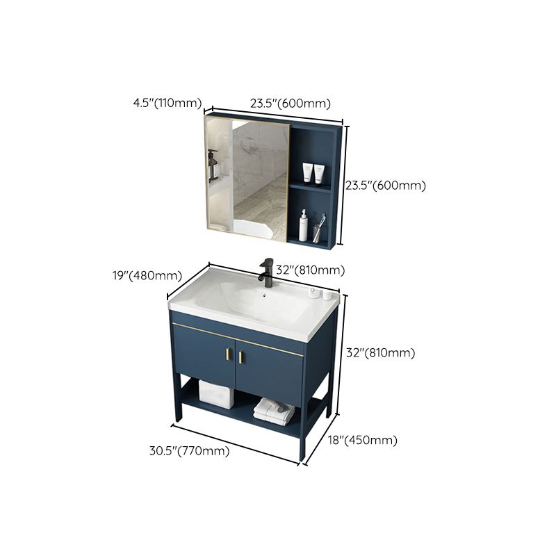 Contemporary Vanity Sink Mirror Cabinet Metal Vanity Cabinet with Storage Shelving