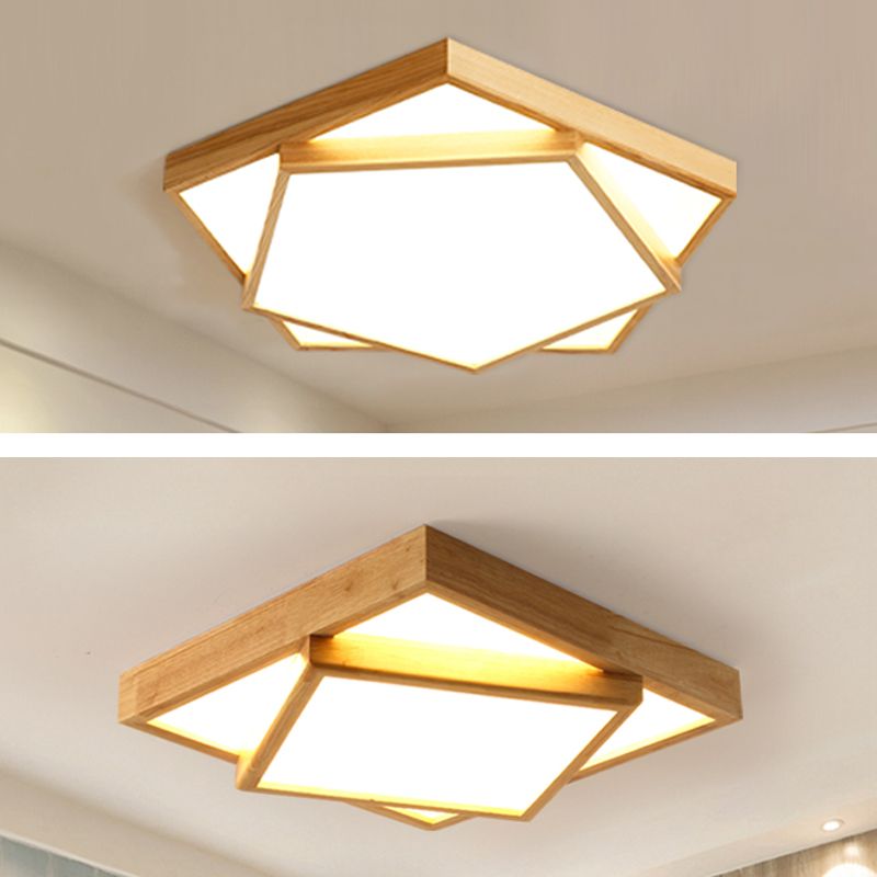 2-stufige Deckenleuchte aus Holz, nordische LED-Acryl-Deckenleuchte für Schlafzimmer