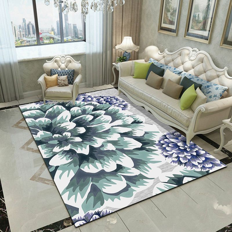 Fancy Modern Rug Plant Pattern Polyester Area Rug Stain Resistant Area Carpet for Home Decor