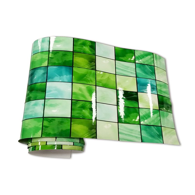 PVC Green Wallpaper Border Bohemian Mosaic Tile Self-Sticking Wall Decor, 7.9' L x 8" W