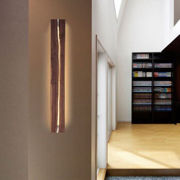 Wooden Bar Shaped Shelf Wall Light Nordic Style LED Wall Sconce for Living Room