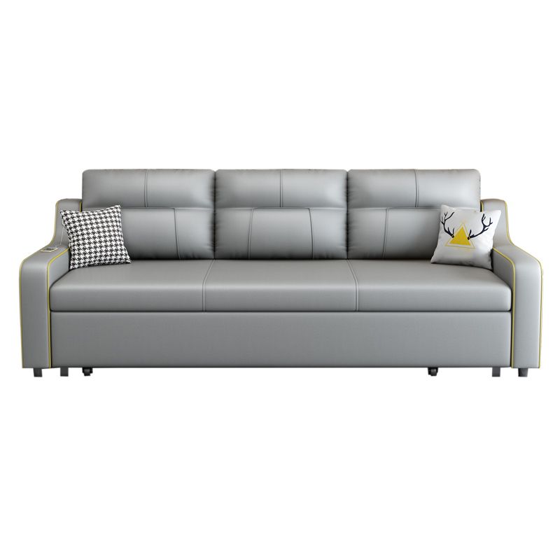 Scandinavian Upholstered Sleeper Sofa Faux Leather Convertible Sofas