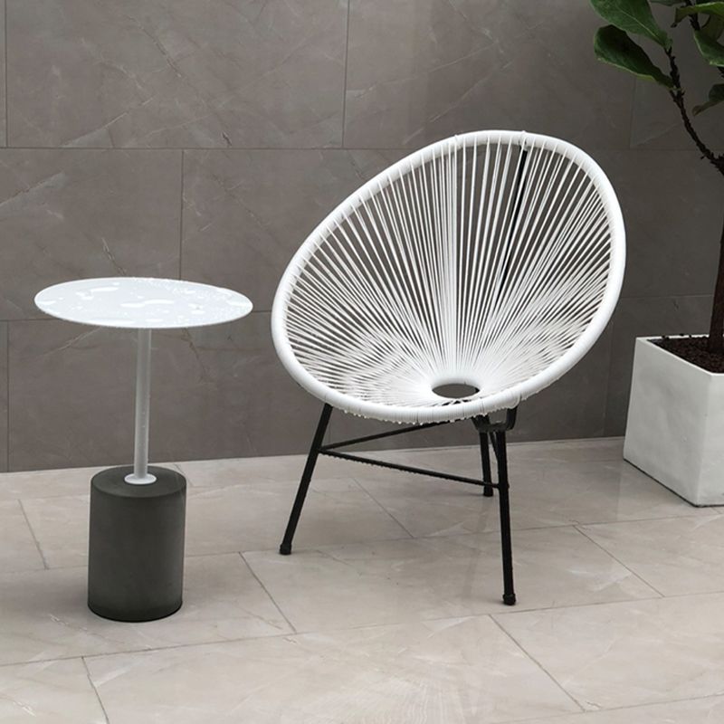 Iron End Table 15.7" Long Mid-Century Round Side Table in Grey