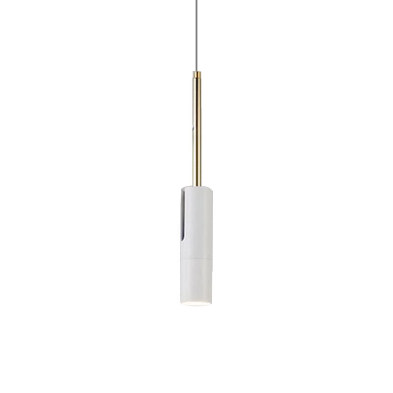 Black/White Cylinder Hanging Light Minimalist Metal LED Pendant Light for Living Room in Warm/White with Adjustable Cord