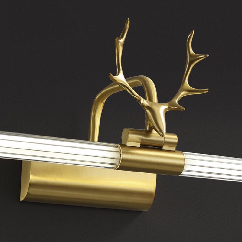 Golden Postmodern Antlers Wall Sconce One-Blub Metal Wall Mounted Lamps for Bathroom