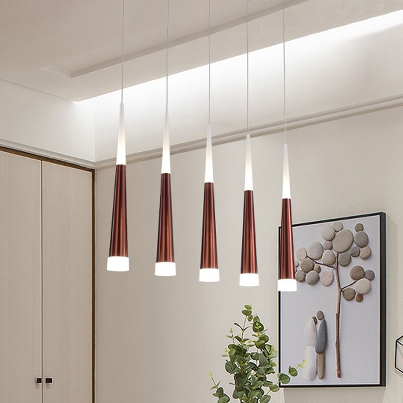 1/5/6 Lights colgante colgante colgante lámpara de metal simple de metal simple/marrón en cálido/blanco/neutral