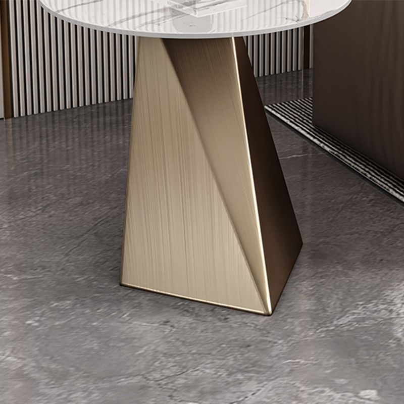 20.5" Tall Modern Slate Top Side Table Steel Pedestal End Table