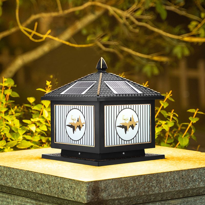 Modern Metallic Pillar Light Creative LED Solar Lighting Fixture for Garden