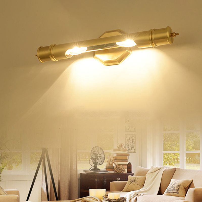 Linear Shade 1-Light Wall Sconce Post-Modern Simple Style Mirror Wall Lighting in Gold