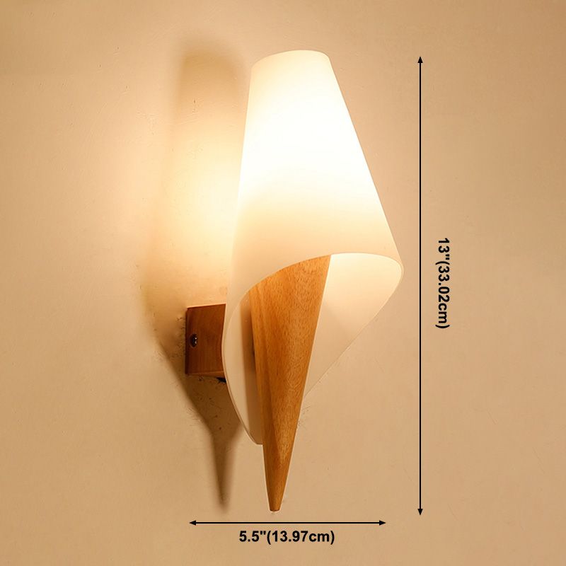 Luci di applique da parete di semplicità contemporanea con arte in legno per camera da letto
