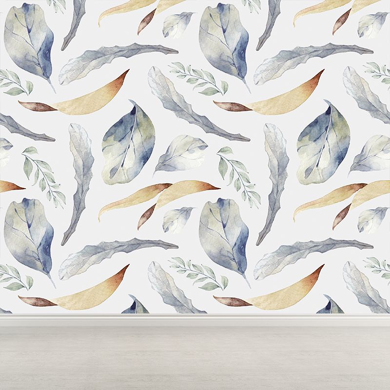 Contemporary Girls Mural Wallpaper Floral Design Light Color Wall Covering, Custom