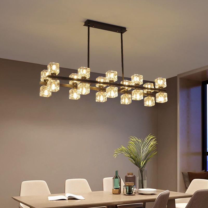 Luminaire de l'île contemporaine Crystal Cube Island Lights for Kitchen