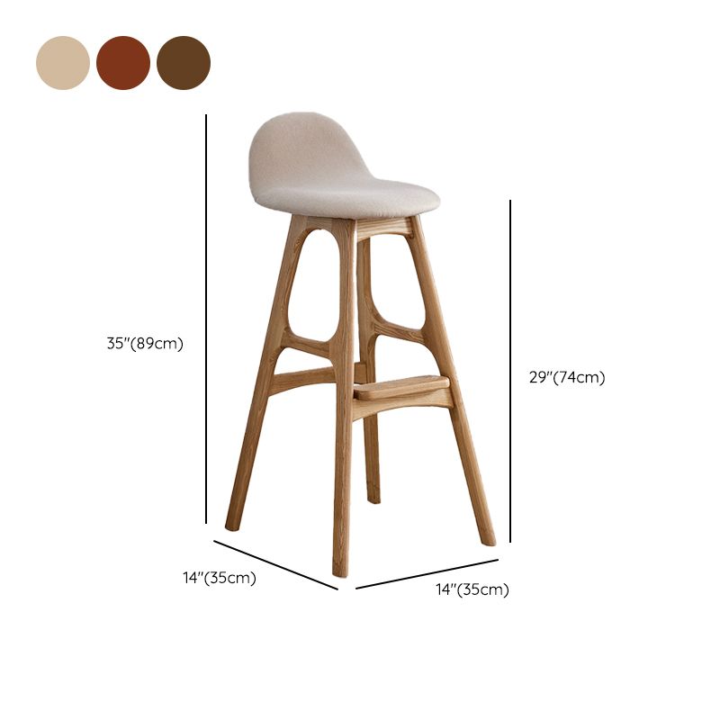 Ash Solid Wood Frame Armless Bar Stool Indoor Upholstered Bar Stool