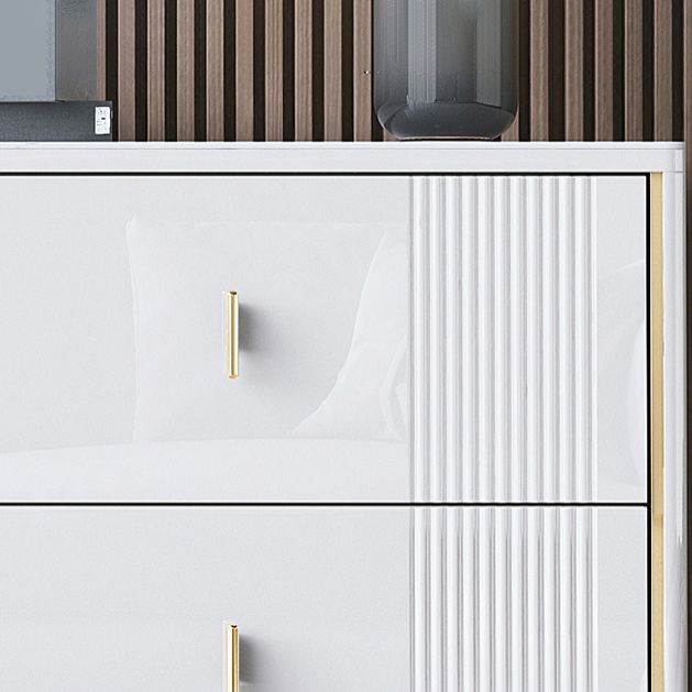 Glam Stone Bedroom Chest Horizontal Storage Chest with Drawers