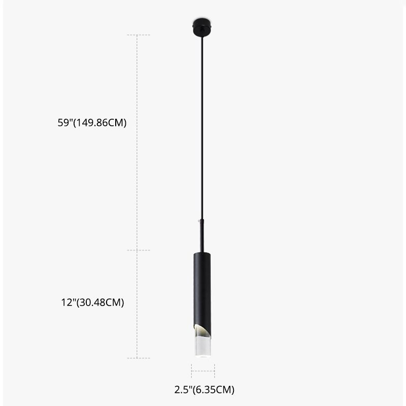 Aluminium Cylindrical LED Pendant Light in Modern Concise Style Acrylic Hanging Lamp for Interior Spaces