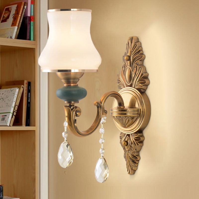 Vase White Glass Wall Mount Light Nordic Living Room 1/2 Heads Brass Sconce Light Fixture
