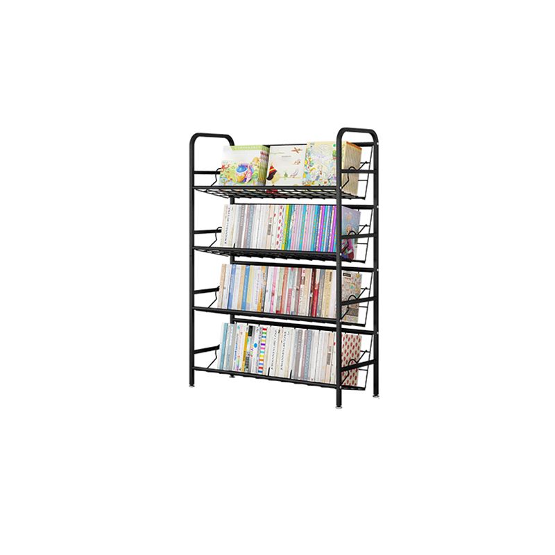 Modern Metal Bookcase Vertical Etagere Open Back Bookshelf in Burnish