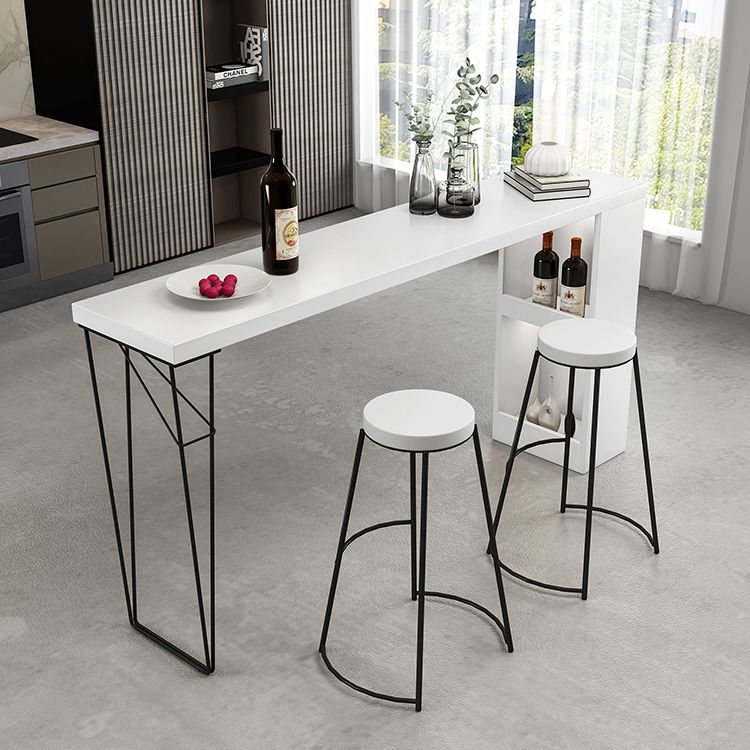 Modern Rectangle Bar Dining Table Bar Height Cocktail Table with Metal Base