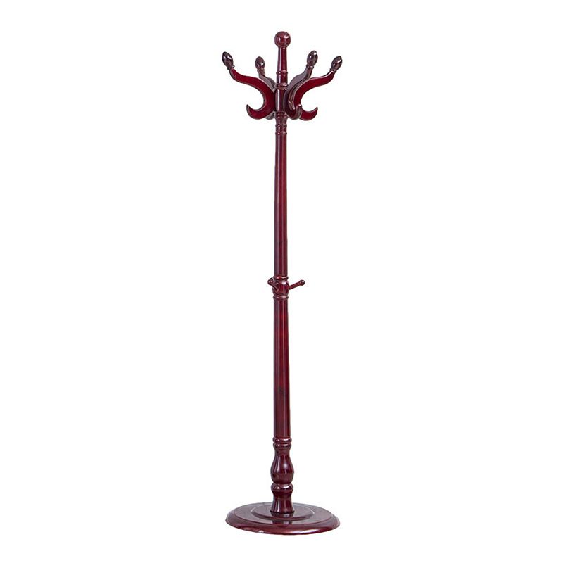 Contemporary Hall Tree with Hooks in Mahogany Wooden Coat Hanger