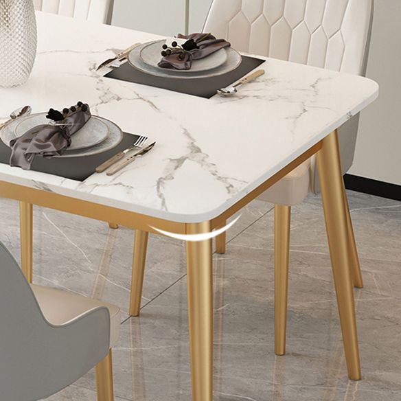 Modern Style Sintered Stone Dining Table with 4 Gold Legs Base for Home Use