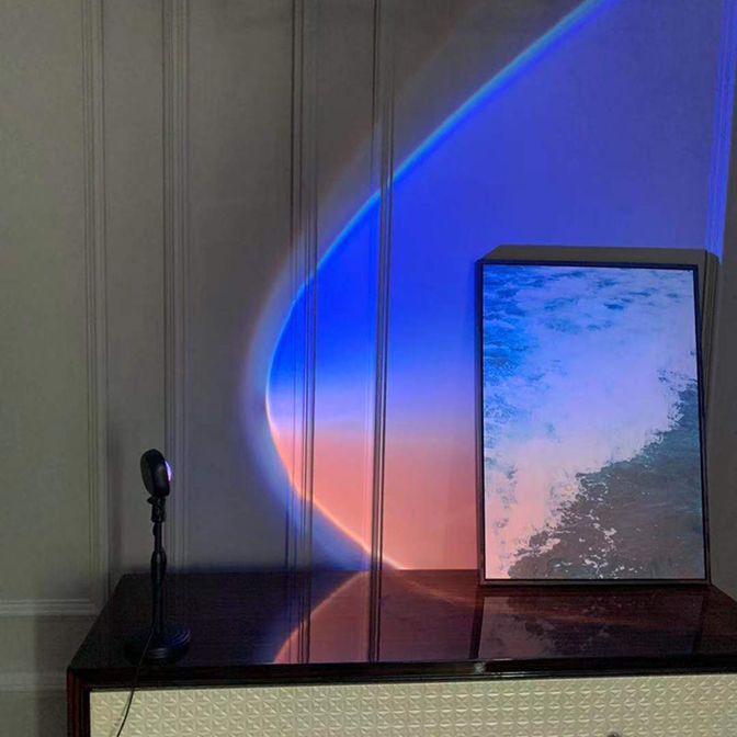 Minimalist Rectangular Sunset Light Aluminum Living Room LED Wall Lamp in Black