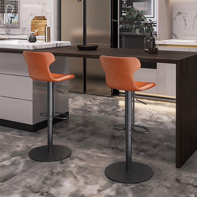 Faux Leather Bar Stools Swivel Adjustable Height Bar Stool with Footrest
