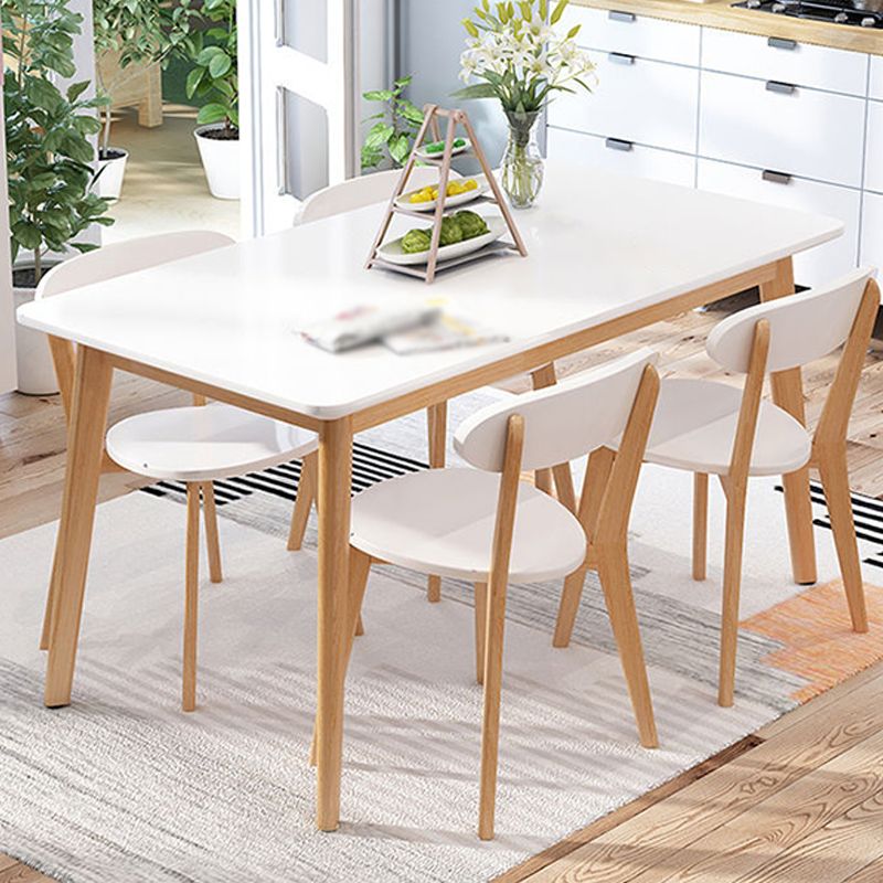 White Stone Top Dining Table Mid-Century Modern Table with 4 Legs