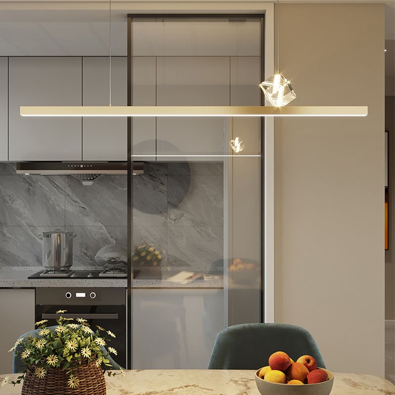 1 Light Linear Island Light Fixtures Modernism Crystal Island Pendant Lights for Kitchen