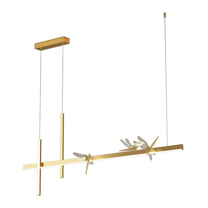 Luci di isola di libellula lineare moderna lampadario metallo 4 luci isola luminose