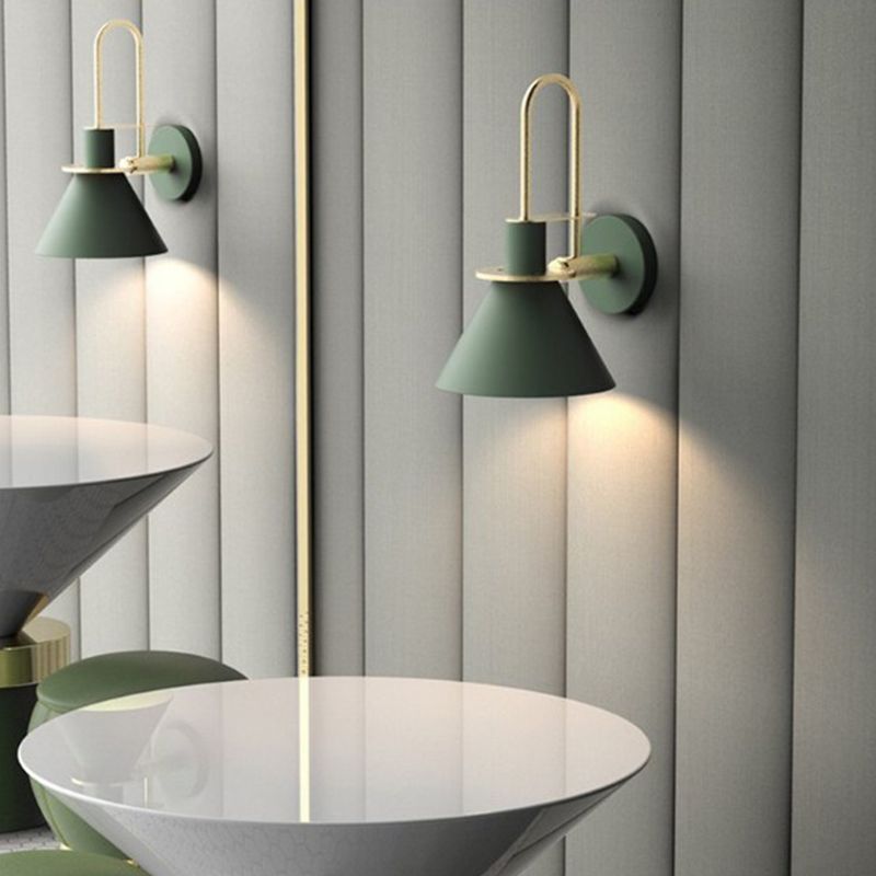 Nordic Iron Shade Wall Sconce Flared Shaped Macaron Color 1-Head Wall Light