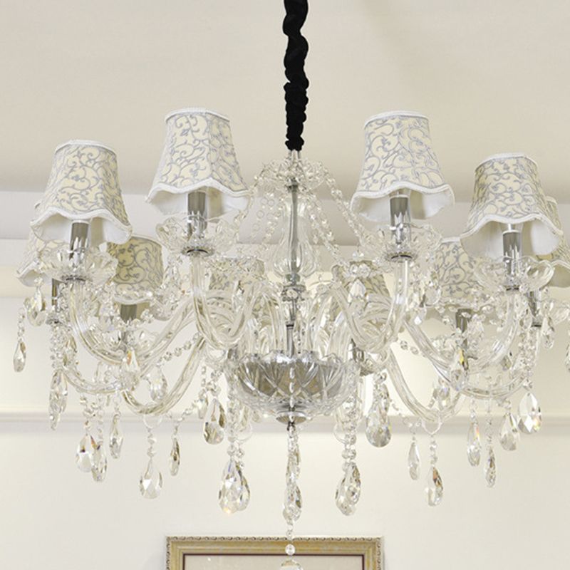 Candle Crystal Pendant Light European Style Chandelier Lighting Fixtures for Living Room
