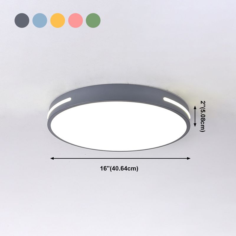 Lacquered Iron LED Flush Mount in Modern Concise Style Acrylic Circular Macaron Ceiling Fixture