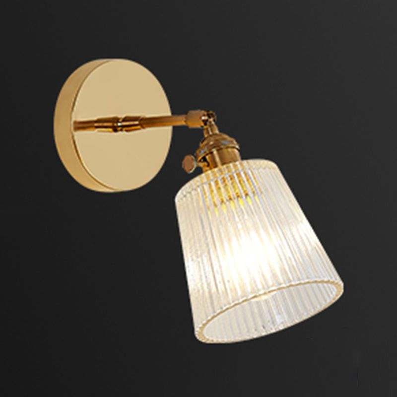 Nordic Brass Wall Light Geometric 1 Light Wall Sconce with Glass for Living Room