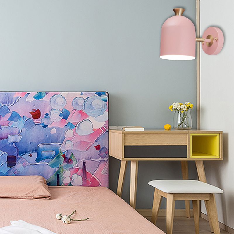 Macaron Cup Shade Wall Light Aluminum 1 Light Candy Colored Sconce Lamp for Dining Room