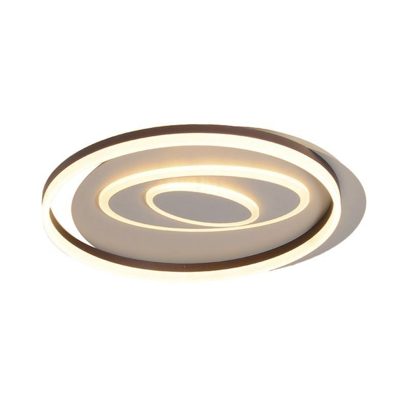 Anello modernista semi -filo in metallo camera da letto a led da letto semifulò il soffitto del soffitto in marrone, bianco/calda
