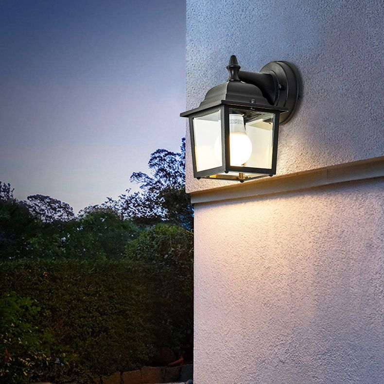 Glasschattierte Wandleuchte Lampe Industriestil Außenleuchte in Schwarz