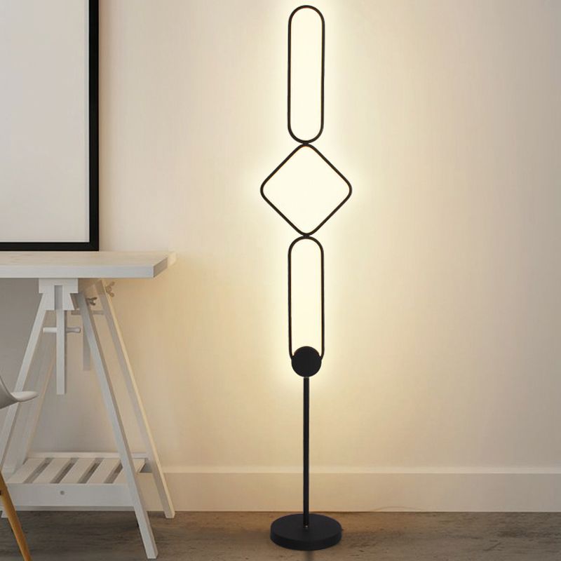 Geometrical Linear Floor Light Artistic Metal Bedroom Standing Light