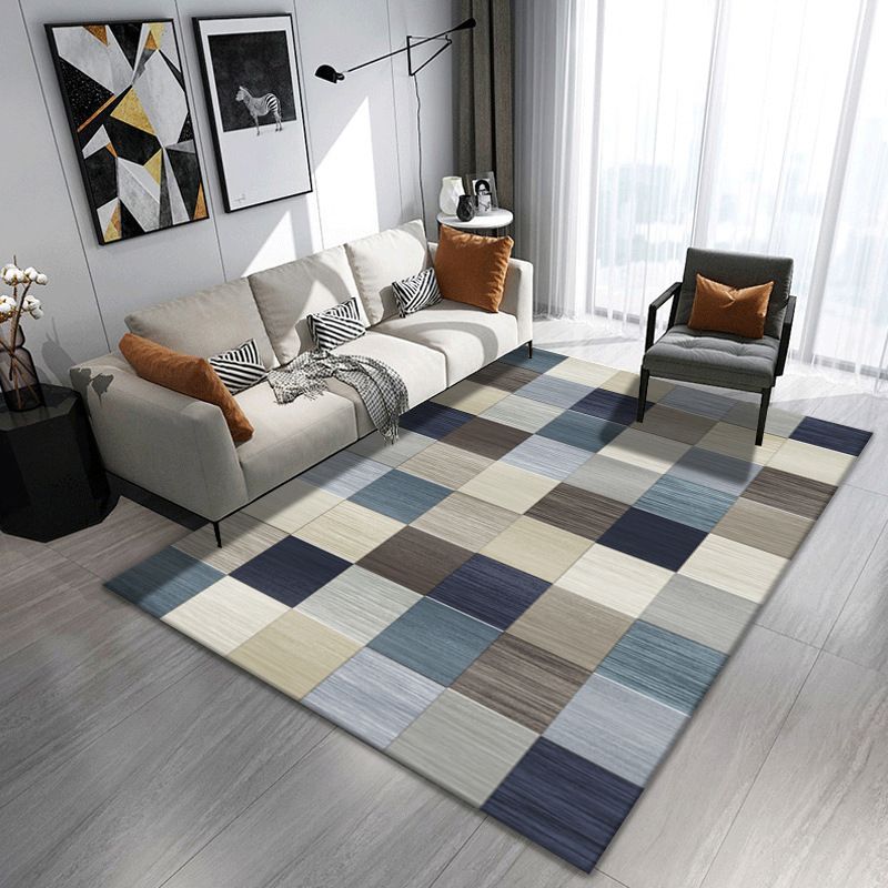 Contemporary Area Rug Polyester Graphic Carpet Stain Resistant Rug for Living Room
