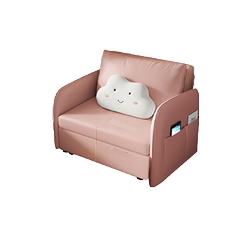 Faux leather Sleeper Sofa 32.28" Wide Pink Foldable Armless Sofa Bed