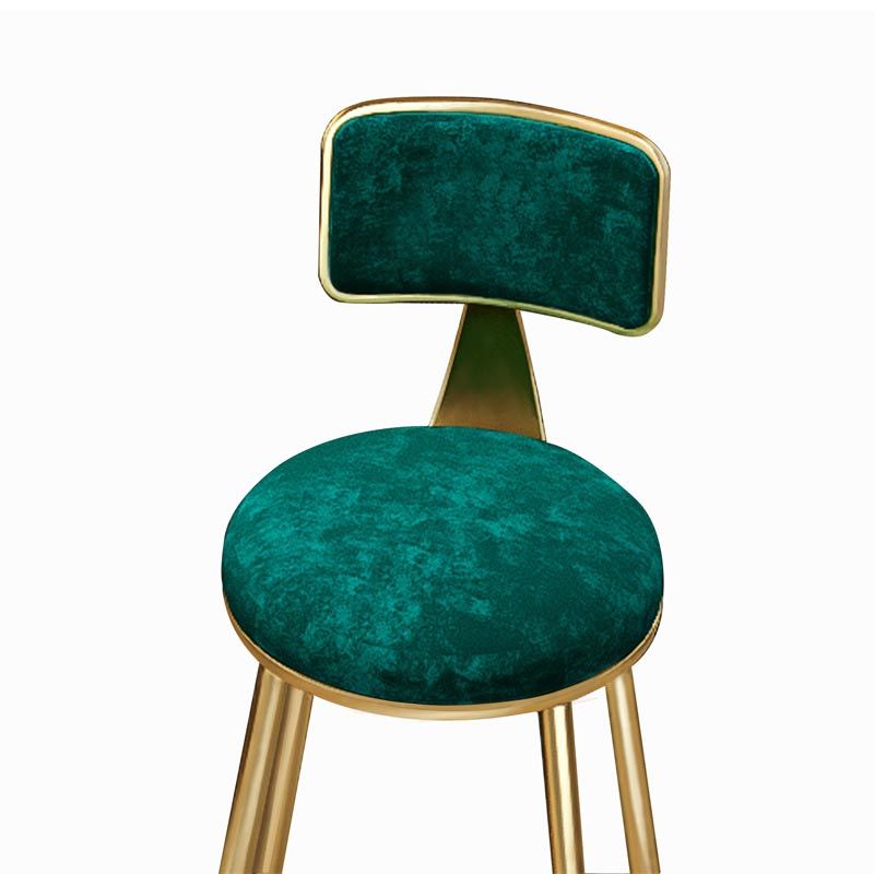 Glam Metal Barstool Velvet Gold Furniture in Matte Finish for Indoor